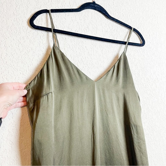 Anine Bing Gemma Slip Silk Dress Olive Green Size Large - Picture 5 of 10